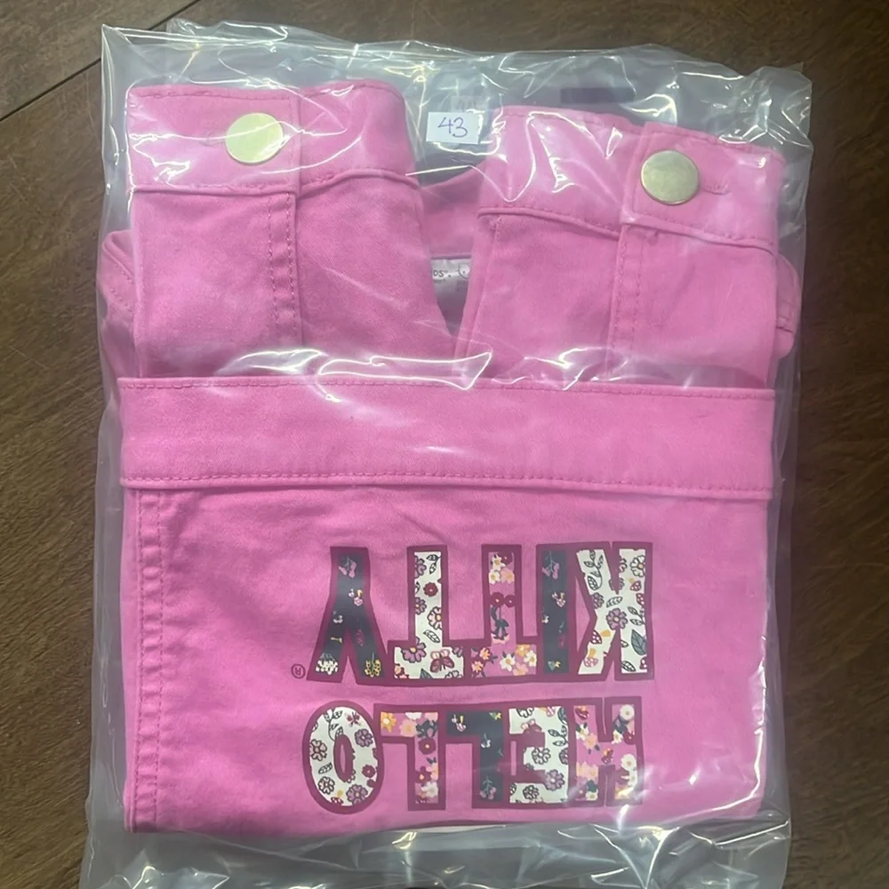 365Kids Garanimals Hello Kitty‎ Pink Denim Jacket Girls Size 5 Sanrio Floral
